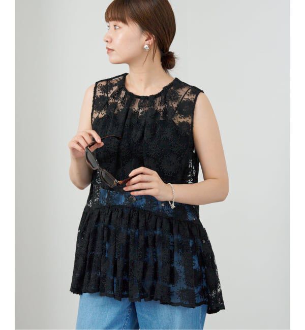 IENA「フラワーレース ペプラムブラウス」|シャツ・ブラウス|