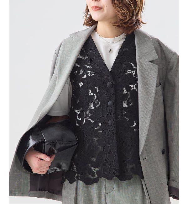 journal standard L'essage「【金子綾さん着用】フラワーレースベスト」|ダウンベスト・ベスト|