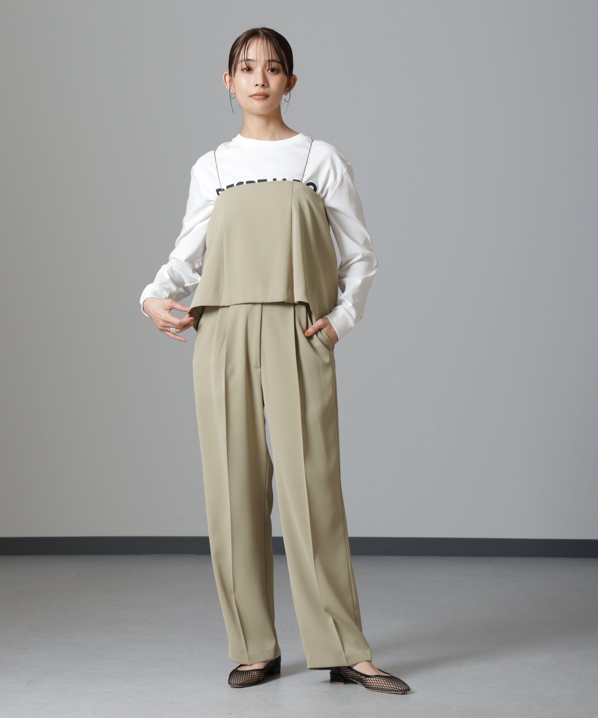 nano･universe「ベアトップキャミセットパンツ」|チノ|L.カーキ1