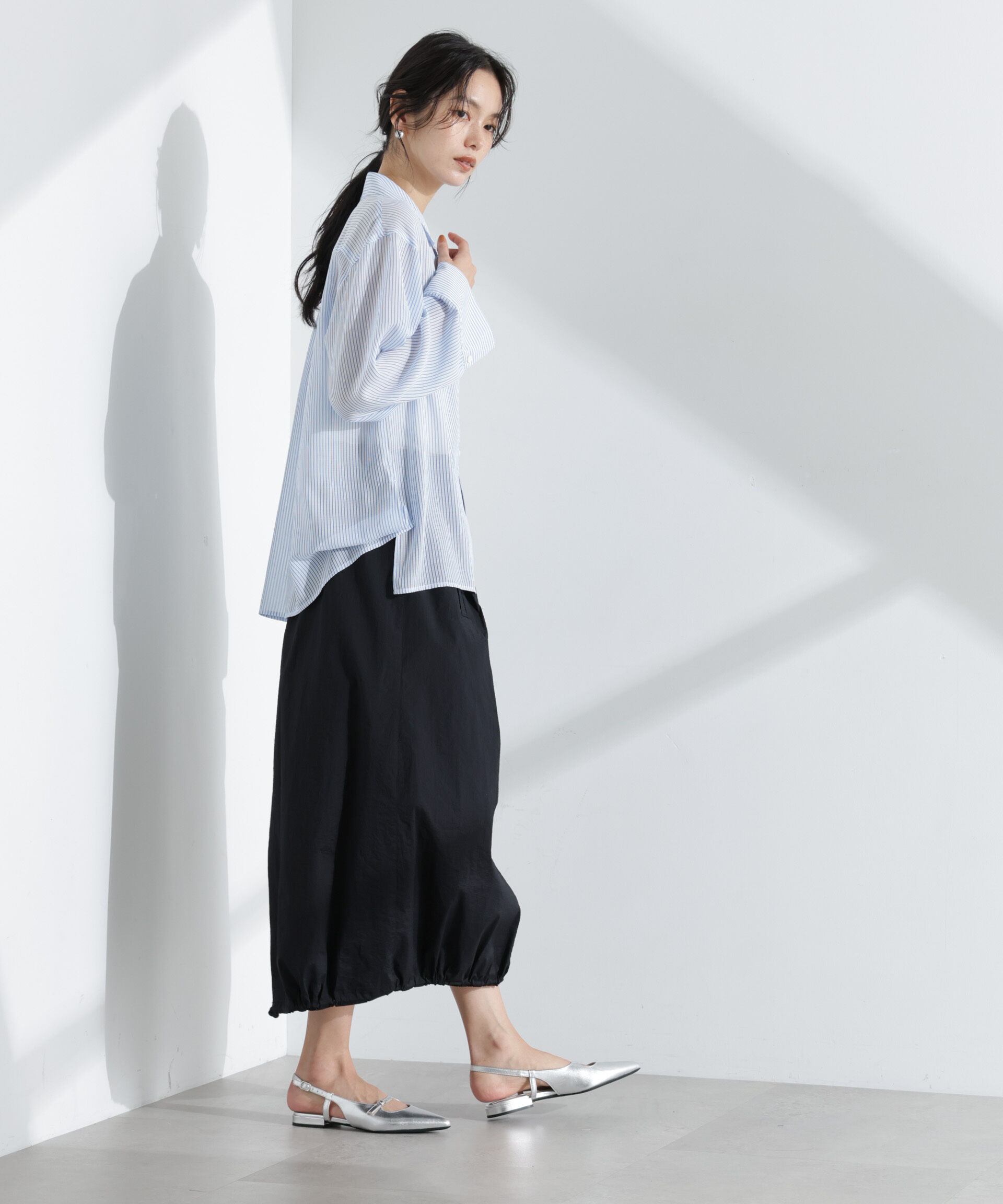 nano･universe「マルチボタンシアーストライプシャツ(セットアップ可)」|シャツ・ブラウス|