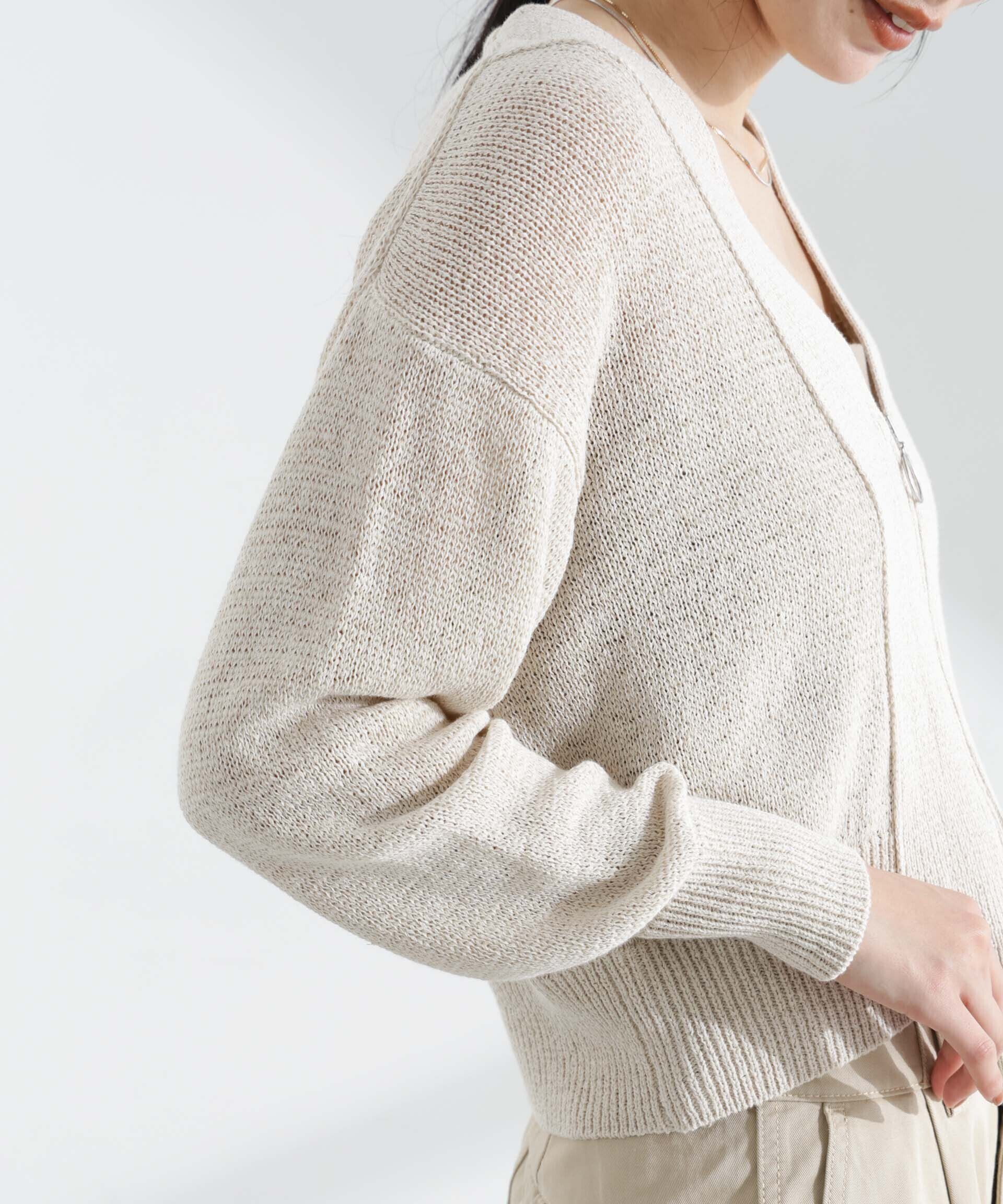 nano･universe「リネン混テープヤーンZIPカーディガン」|ニット・セーター|