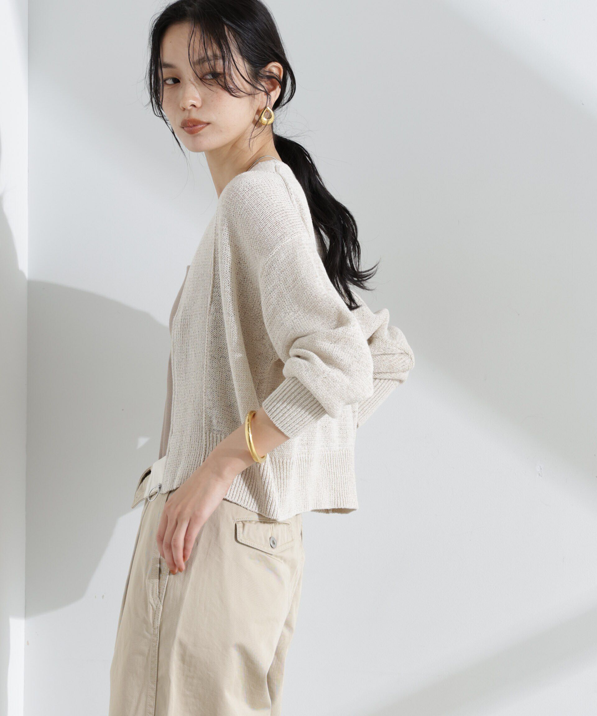 nano･universe「リネン混テープヤーンZIPカーディガン」|ニット・セーター|
