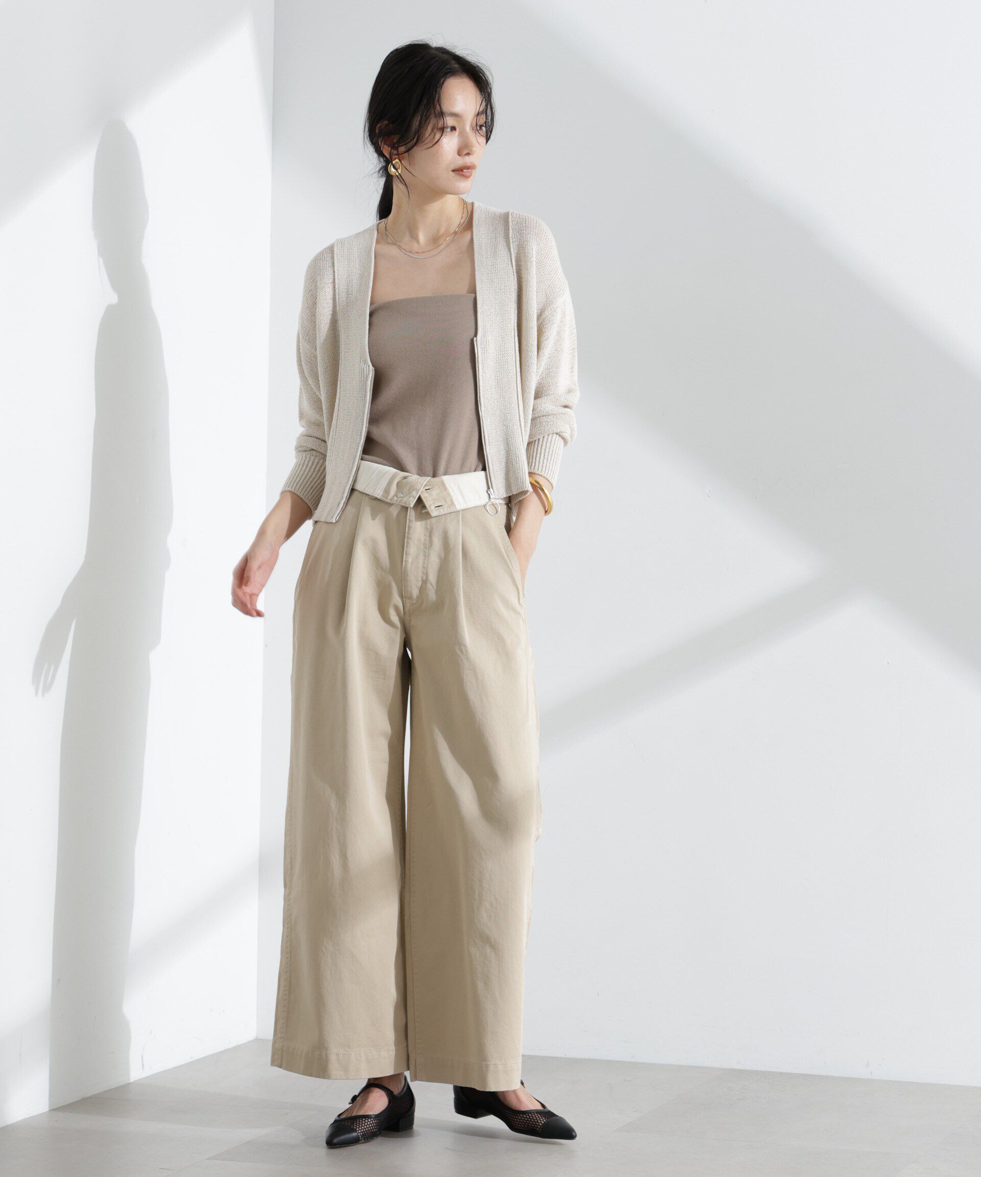 nano･universe「リネン混テープヤーンZIPカーディガン」|ニット・セーター|