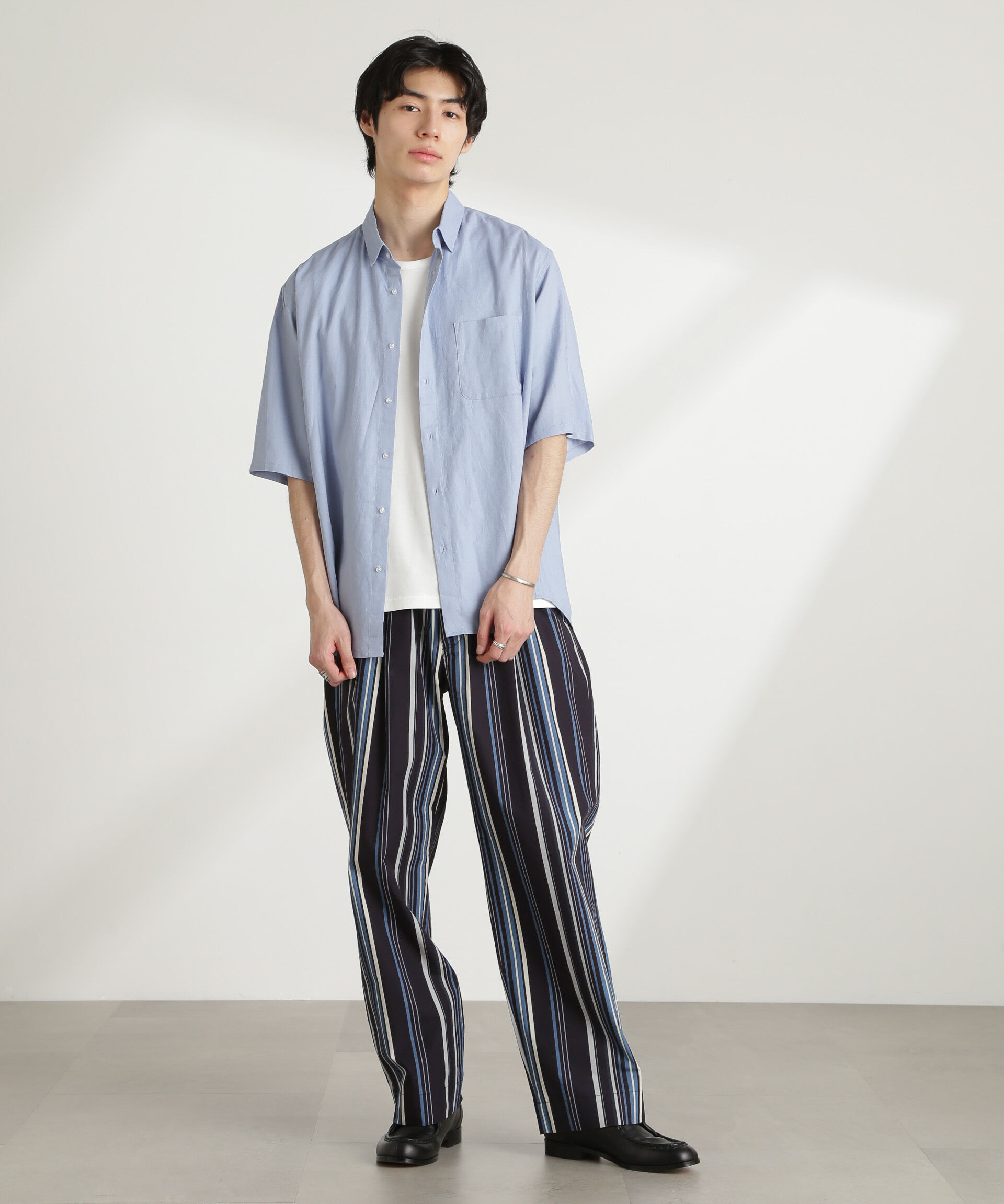 nano･universe「アンチスメルリネン レギュラーカラー 半袖」|シャツ・ブラウス|