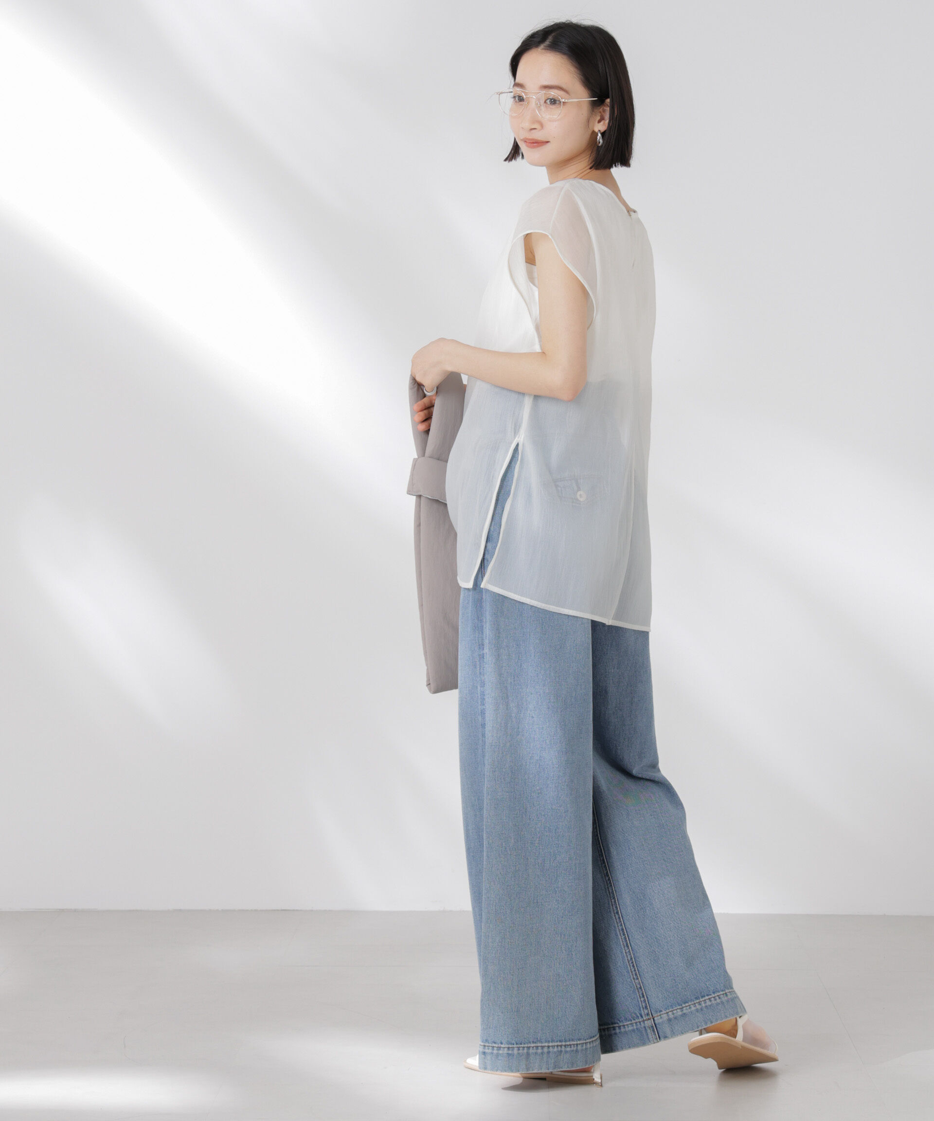 nano･universe「シアーレイヤードノースリーブカットトップス」|Tシャツ・カットソー|