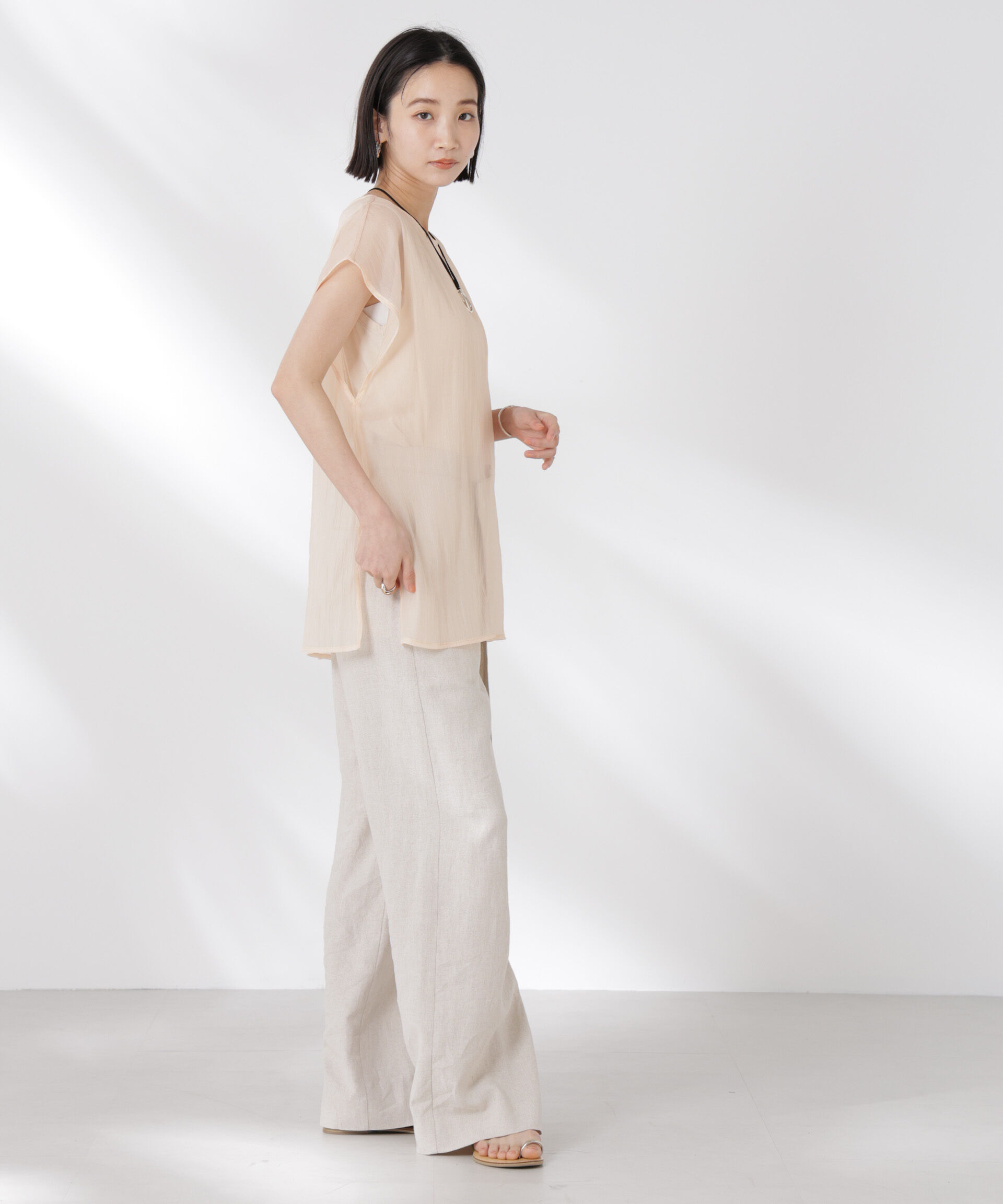 nano･universe「シアーレイヤードノースリーブカットトップス」|Tシャツ・カットソー|