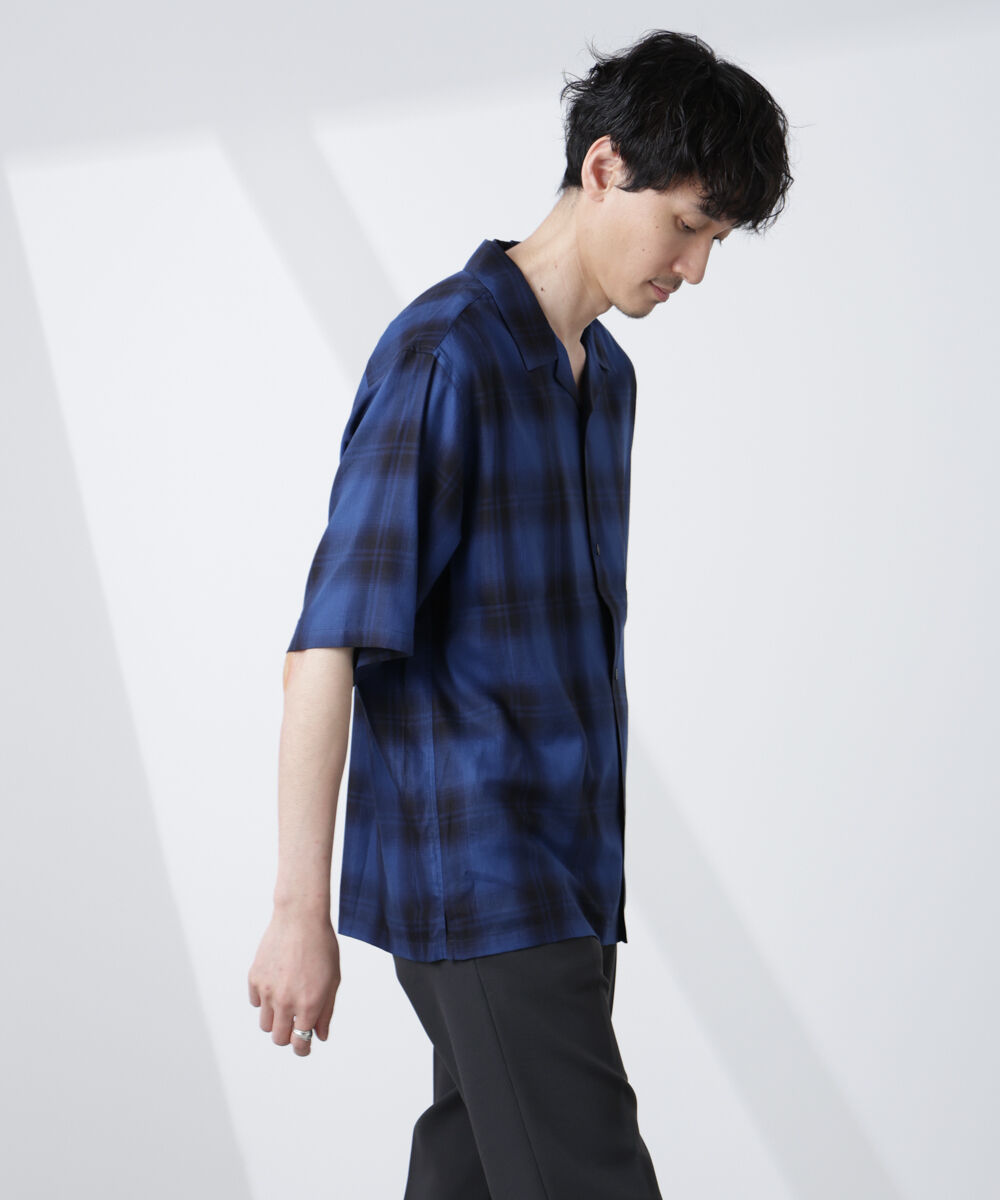 nano･universe「オリジナルパターンオンブレーシャツ 半袖」|シャツ・ブラウス|