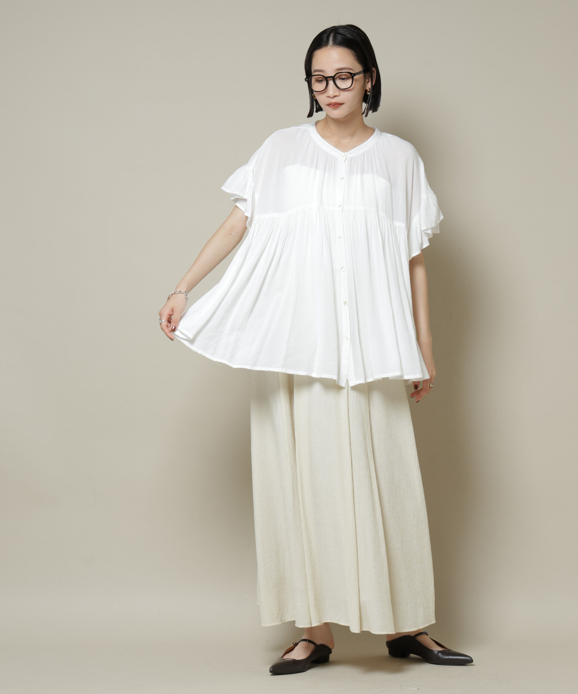 nano･universe「楊柳タックフレアスカート」|スカート|