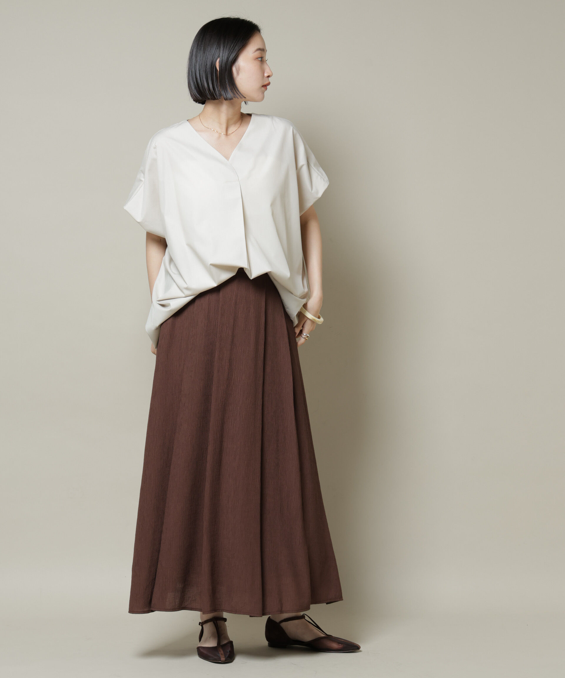 nano･universe「楊柳タックフレアスカート」|スカート|