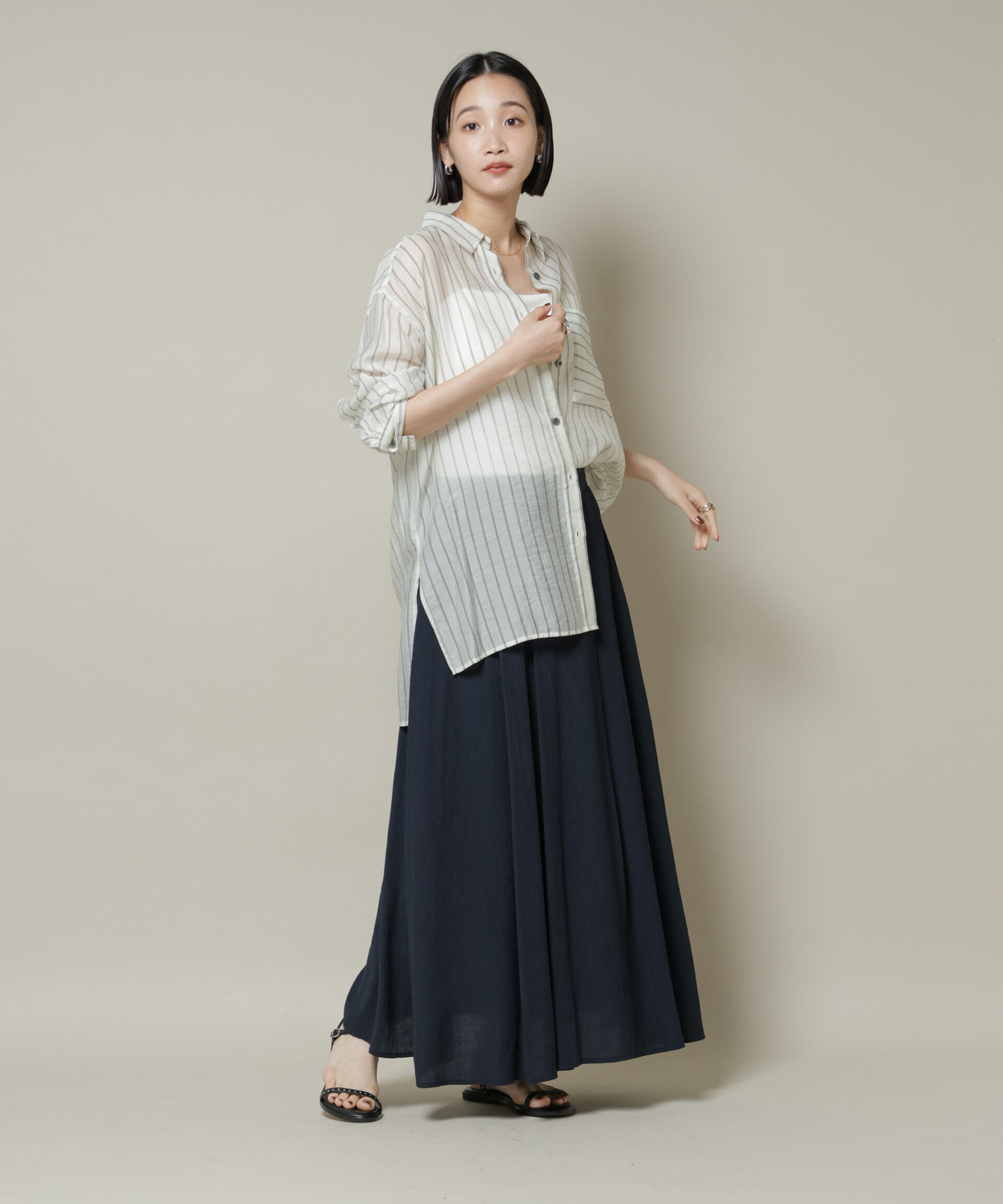 nano･universe「楊柳タックフレアスカート」|スカート|