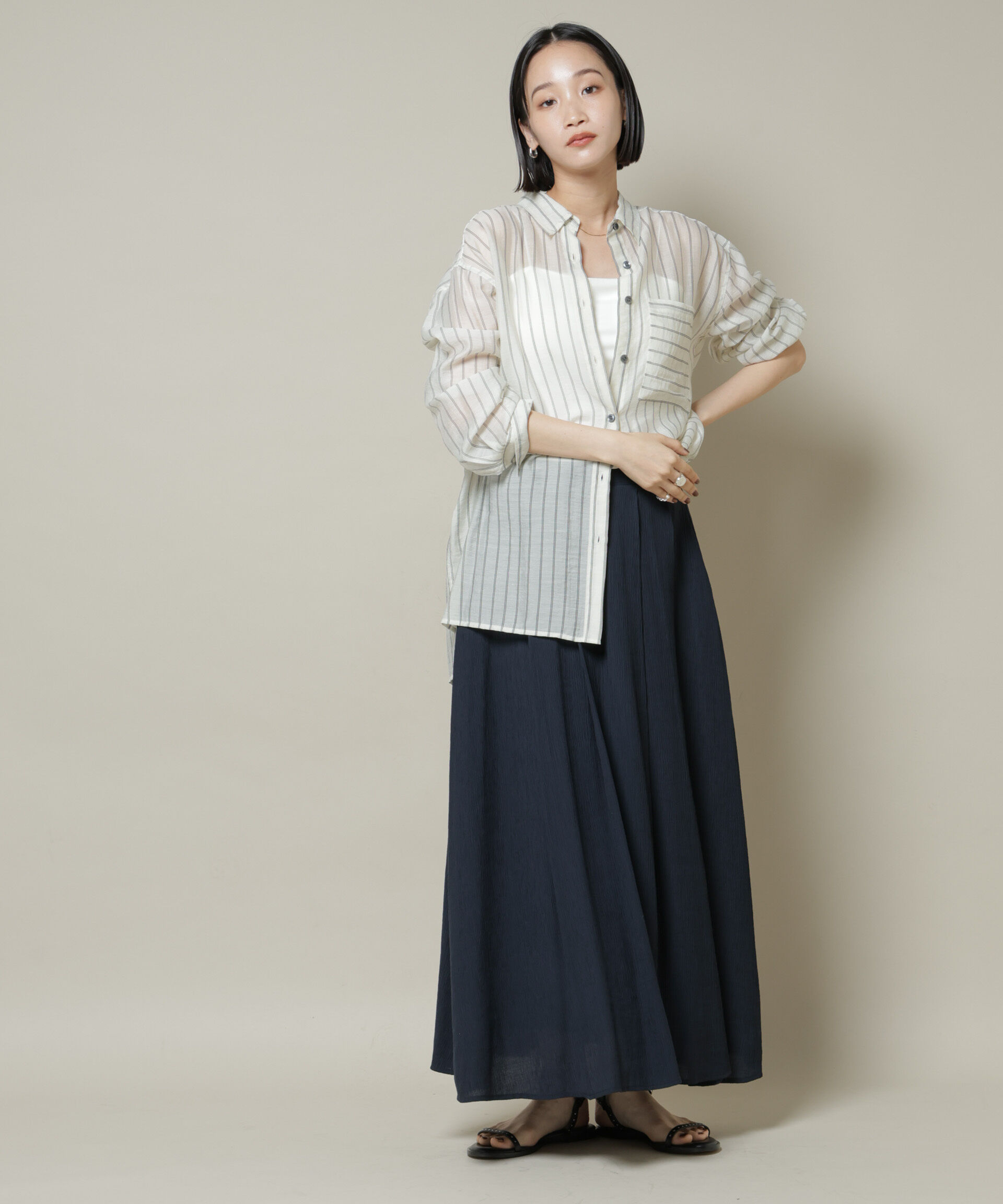 nano･universe「楊柳タックフレアスカート」|スカート|