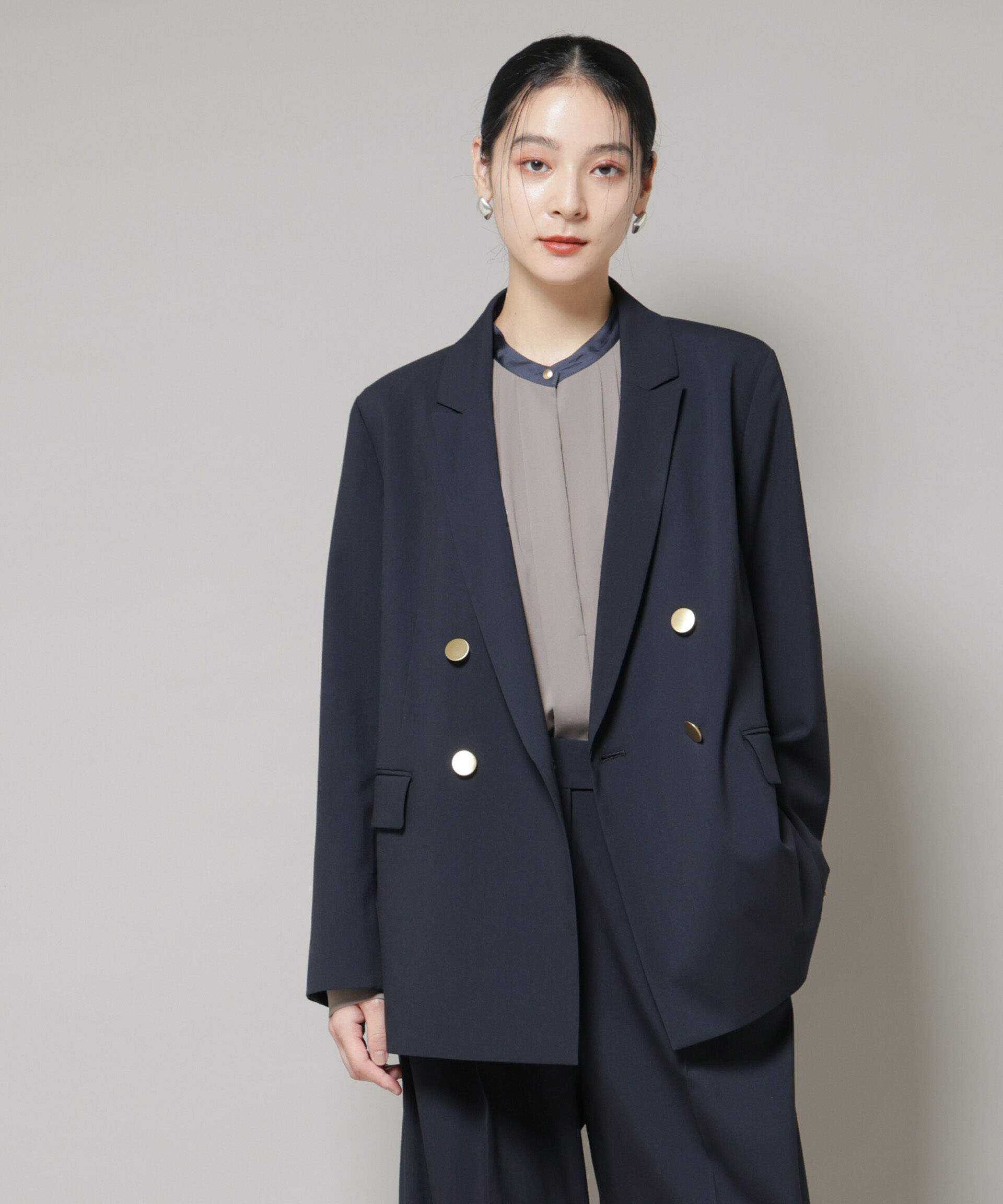 nano･universe「ドライウェザーストレッチダブルジャケット(セットアップ可)」|テーラードジャケット|