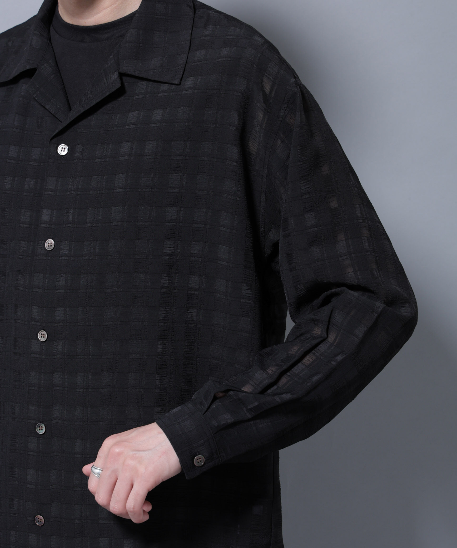 nano･universe「シースルーチェックシャツ 長袖」|シャツ・ブラウス|