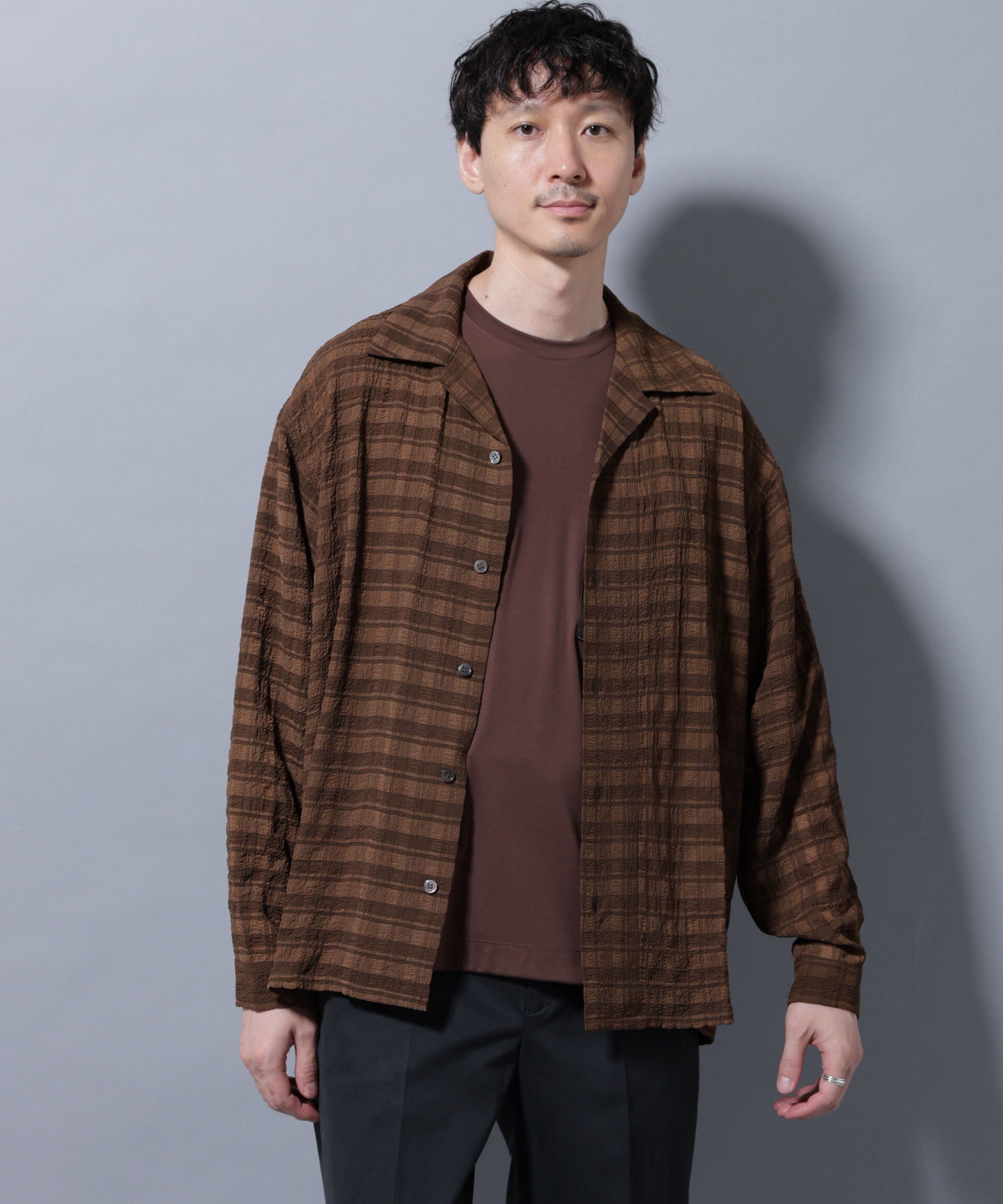 nano･universe「シースルーチェックシャツ 長袖」|シャツ・ブラウス|