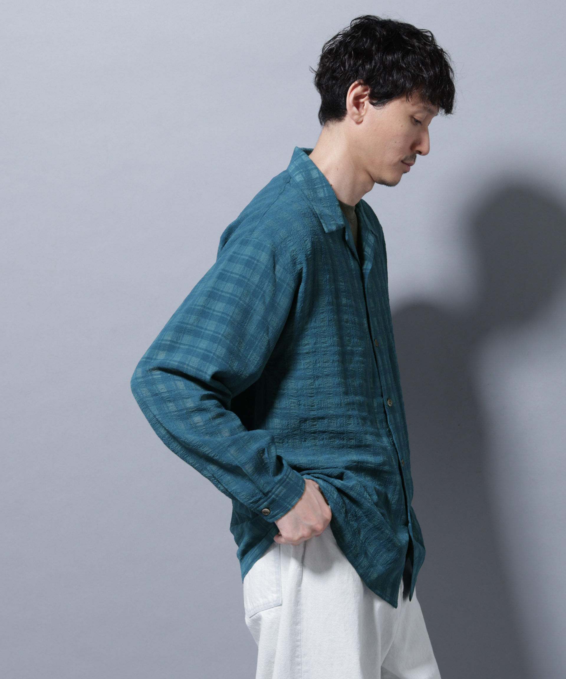 nano･universe「シースルーチェックシャツ 長袖」|シャツ・ブラウス|