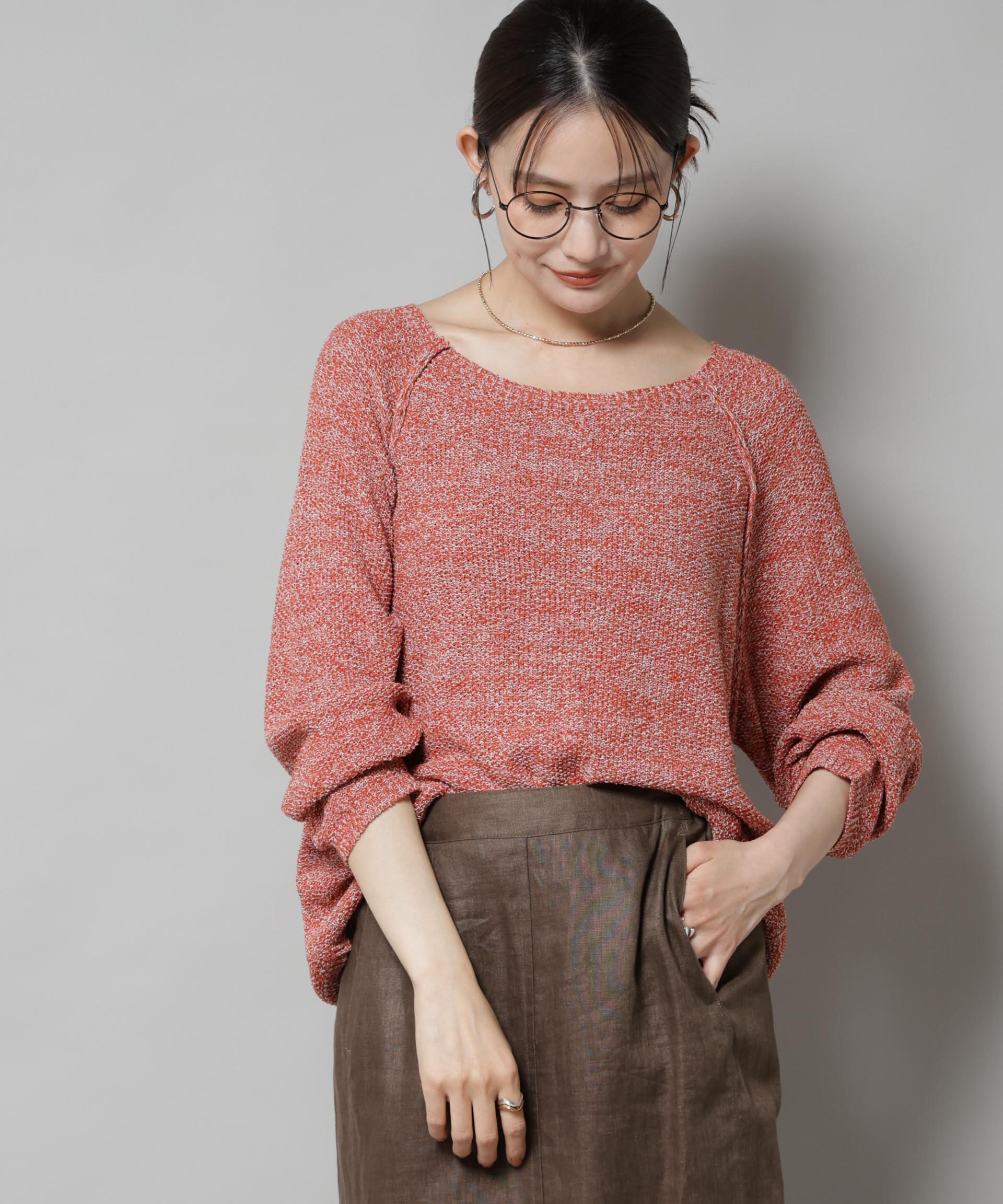 nano･universe「メランジクルーネックニット」|ニット・セーター|