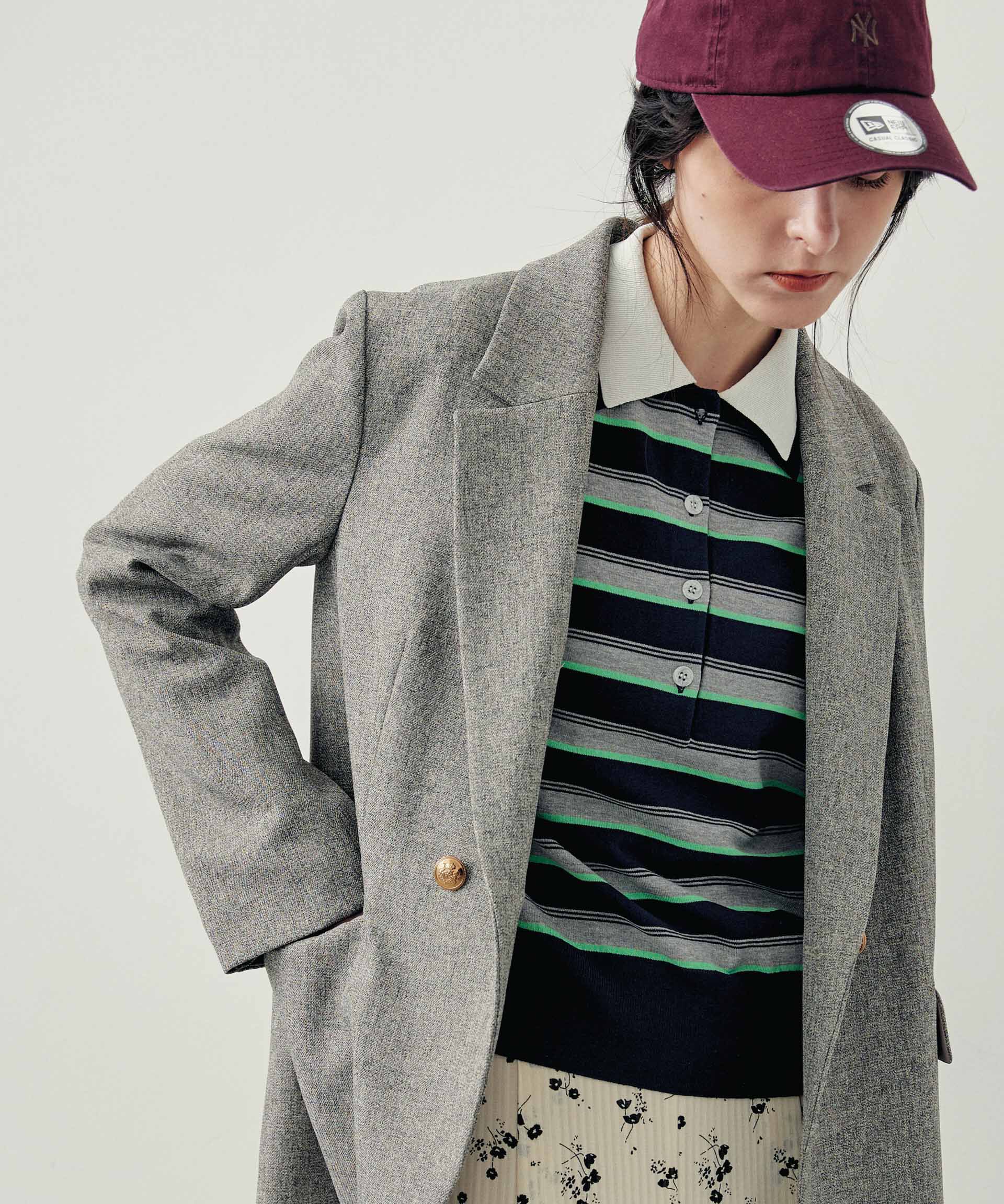 nano･universe「レイヤードライクボーダーポロニット」|ニット・セーター|