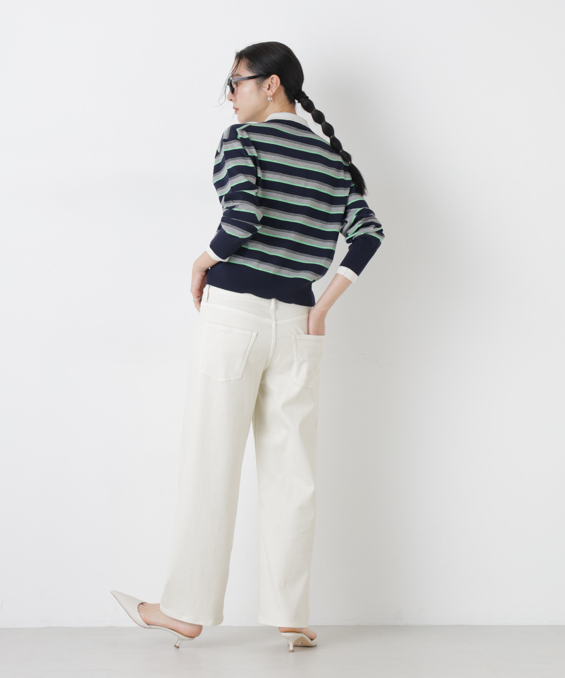 nano･universe「レイヤードライクボーダーポロニット」|ニット・セーター|