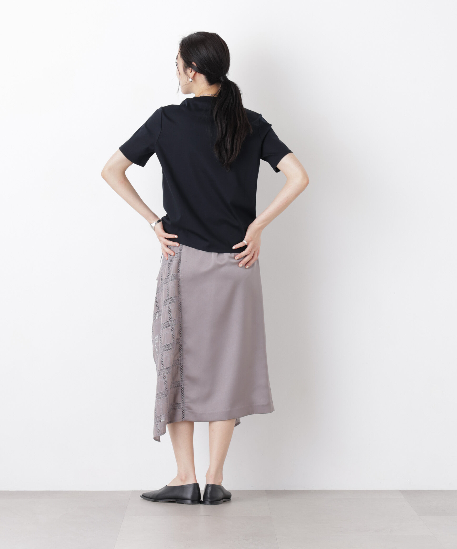 nano･universe「スクエアヘム刺繍レース切り替えスカート」|スカート|