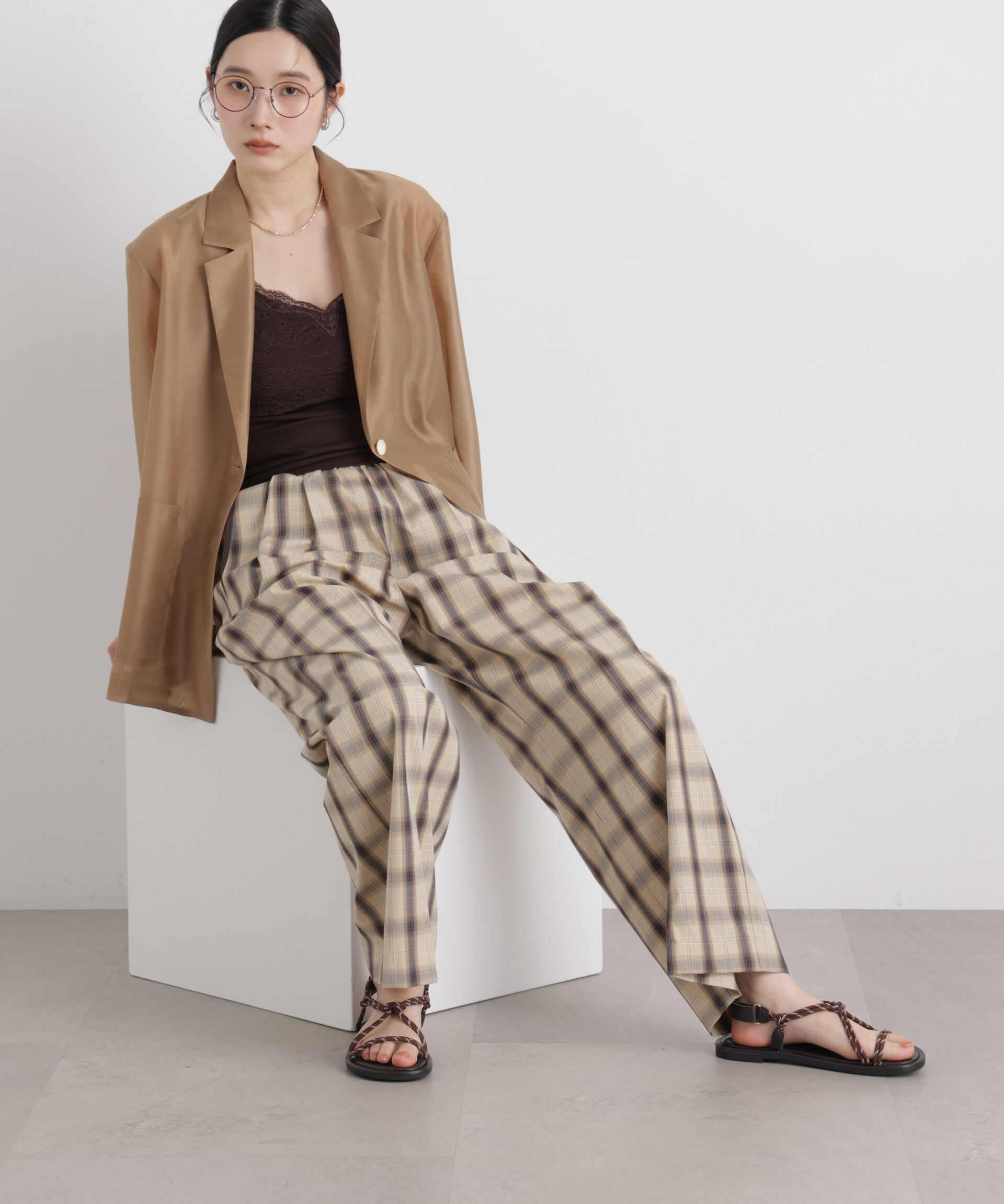 nano･universe「レースジャガードカップ付きキャミソール」|キャミソール|