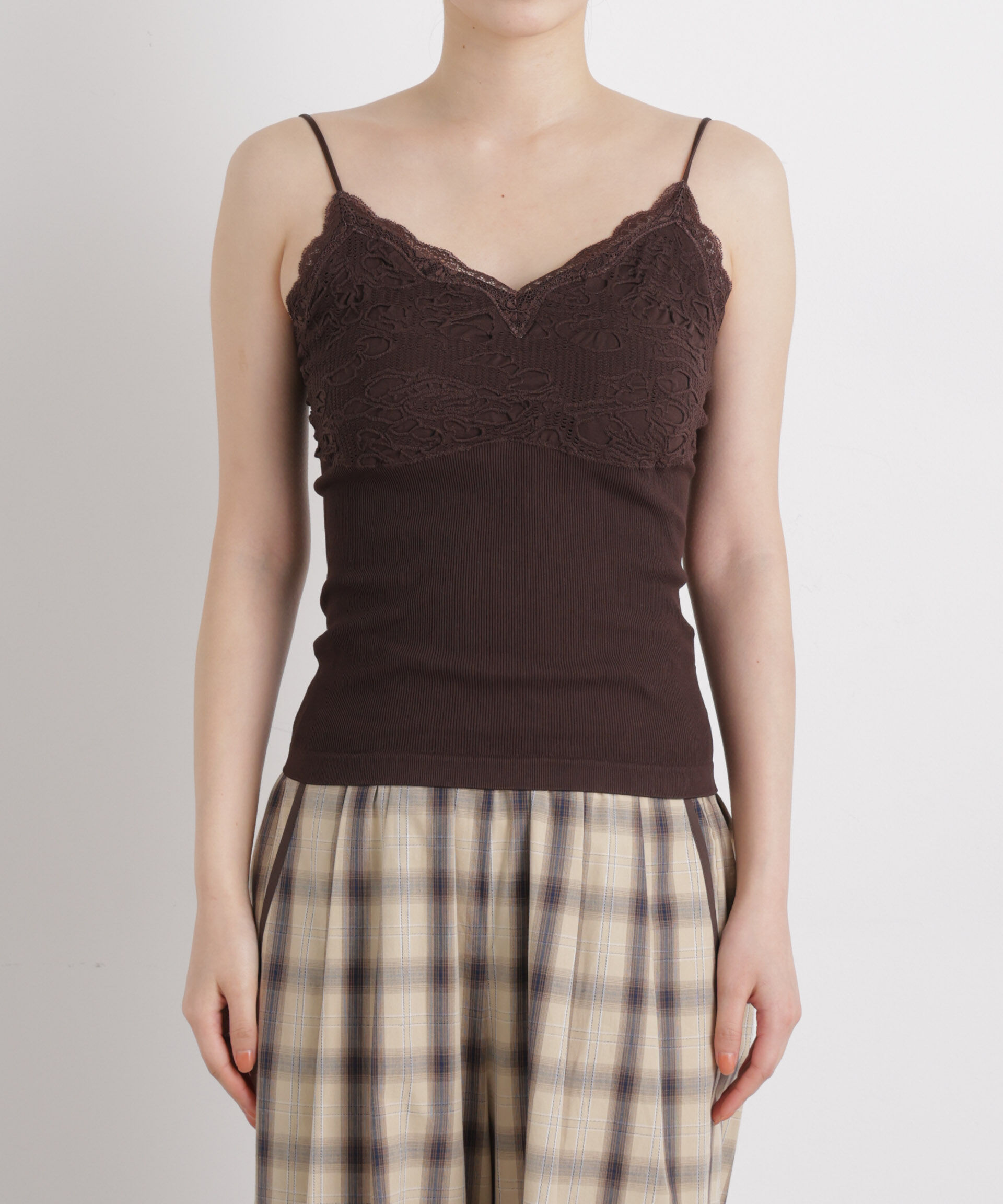 nano･universe「レースジャガードカップ付きキャミソール」|キャミソール|