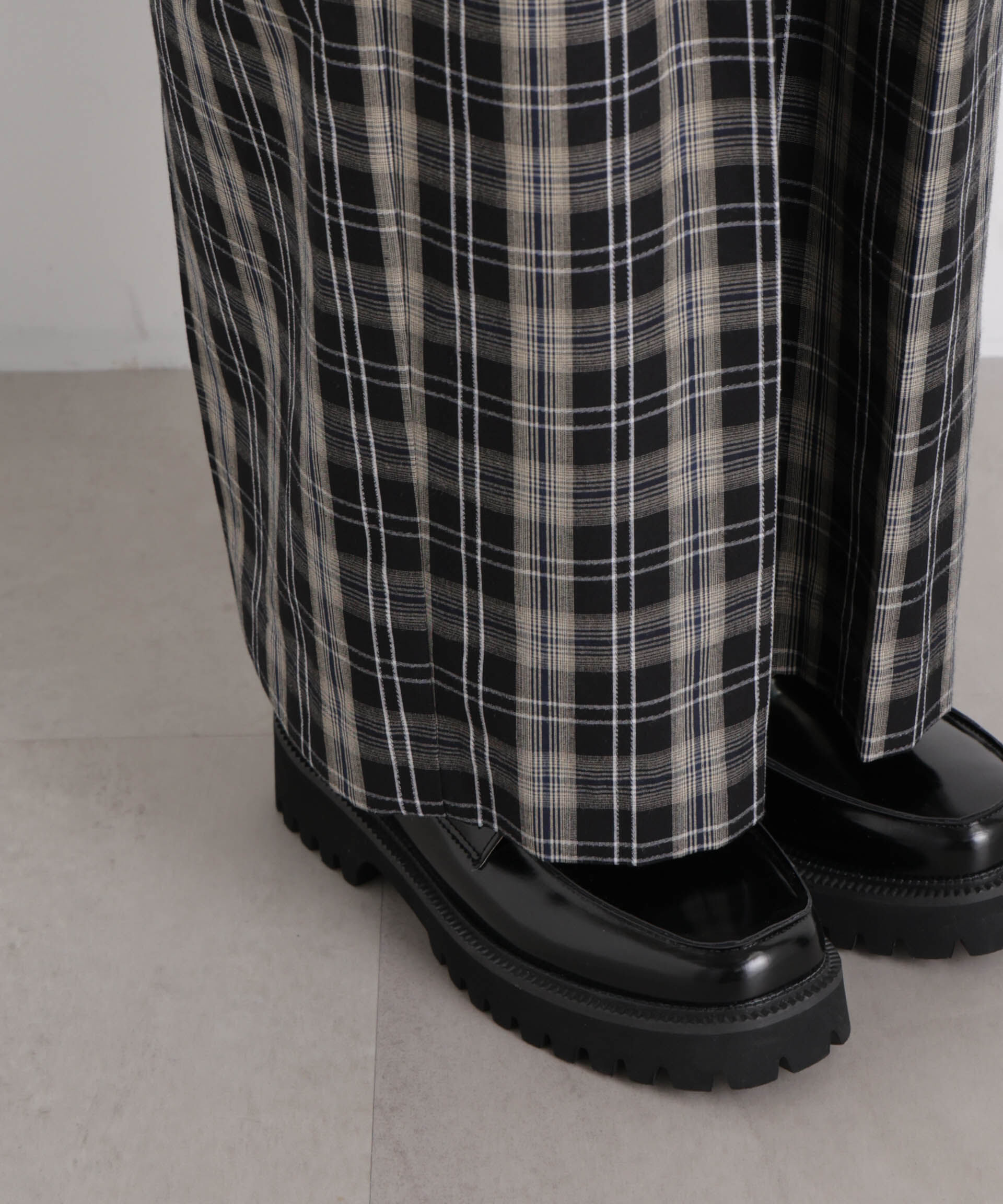 nano･universe「チェックイージーワイドパンツ」|チノ|