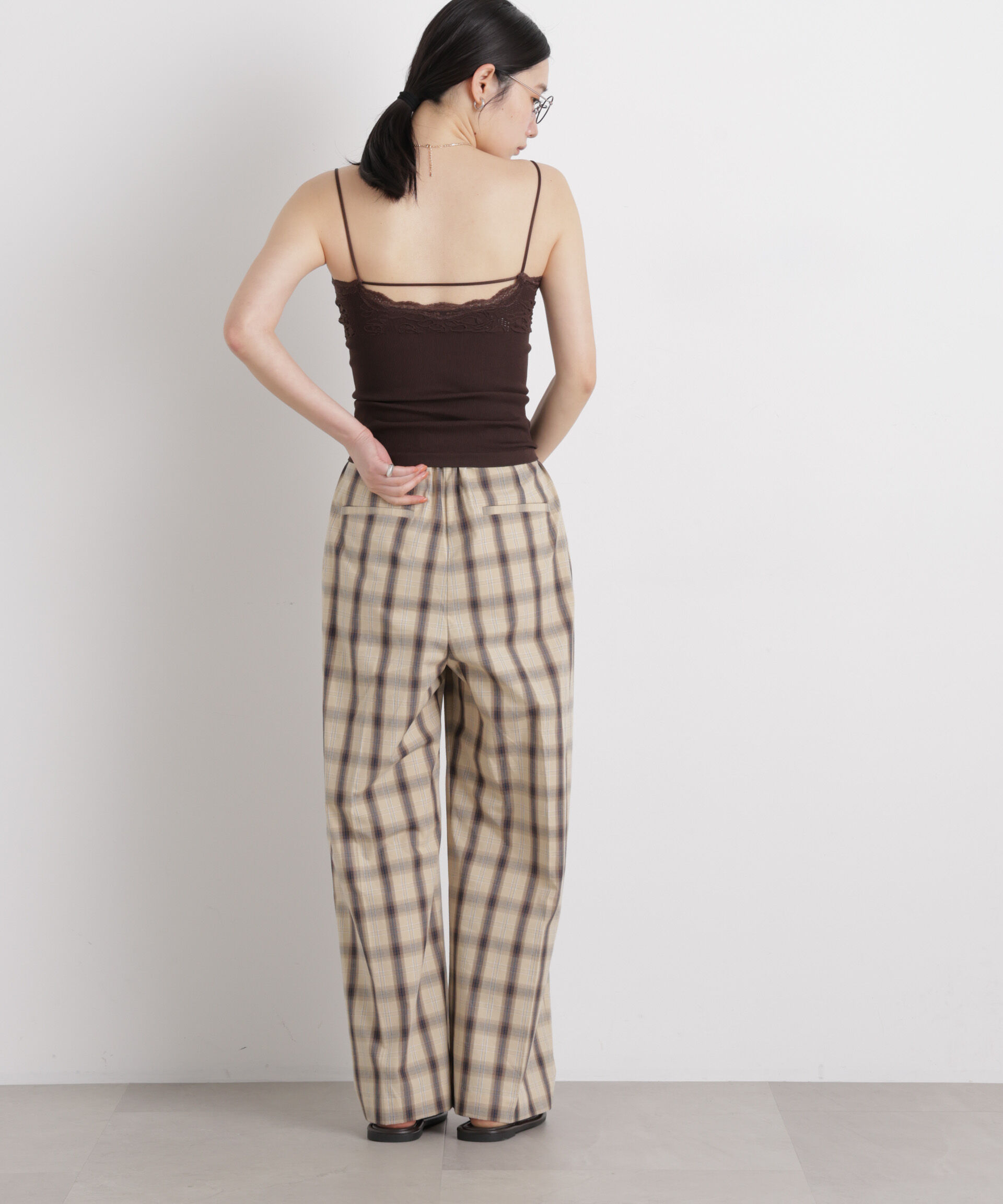 nano･universe「チェックイージーワイドパンツ」|チノ|