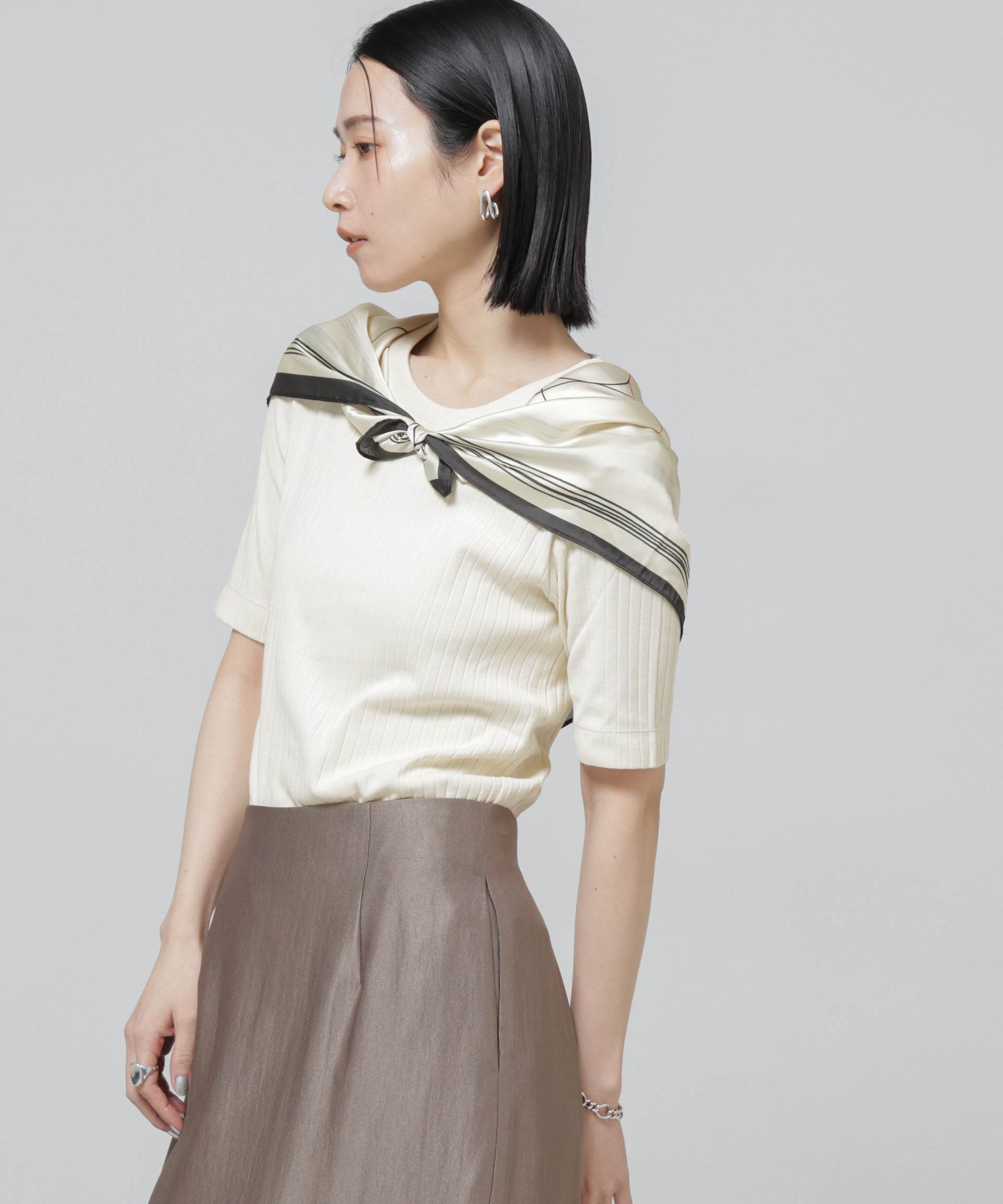 nano･universe「Anti Soaked(R) 汗染み防止クルーネックリブTシャツ」|Tシャツ・カットソー|アイボリー7