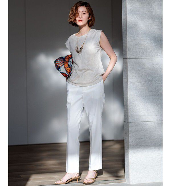 23区「【洗える】コットンサテンストレッチ テーパードパンツ」|その他|