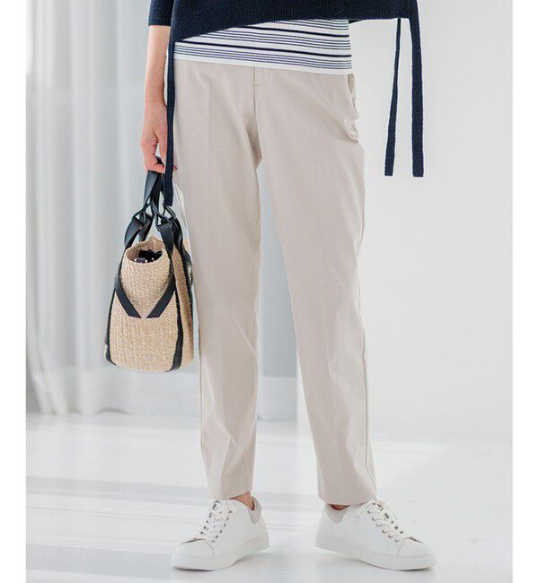 23区「【洗える】コットンサテンストレッチ テーパードパンツ」|その他|ベージュ系