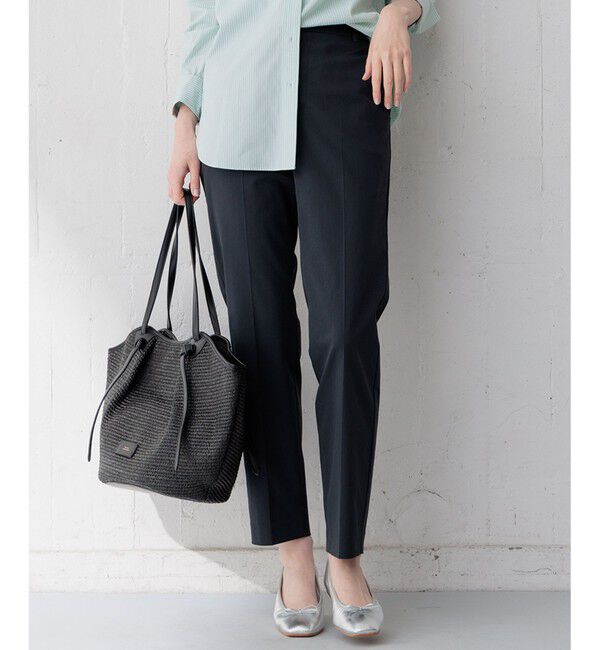 23区「【洗える】コットンサテンストレッチ テーパードパンツ」|その他|ネイビー系