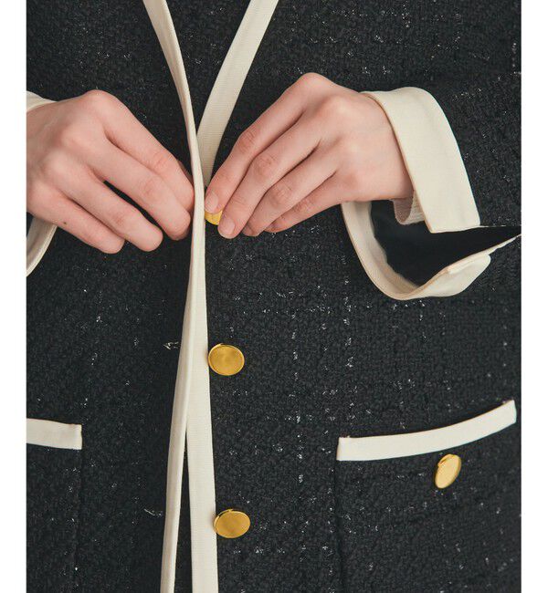 Grace Class「ツイードトリミングジャケット」|ノーカラージャケット|