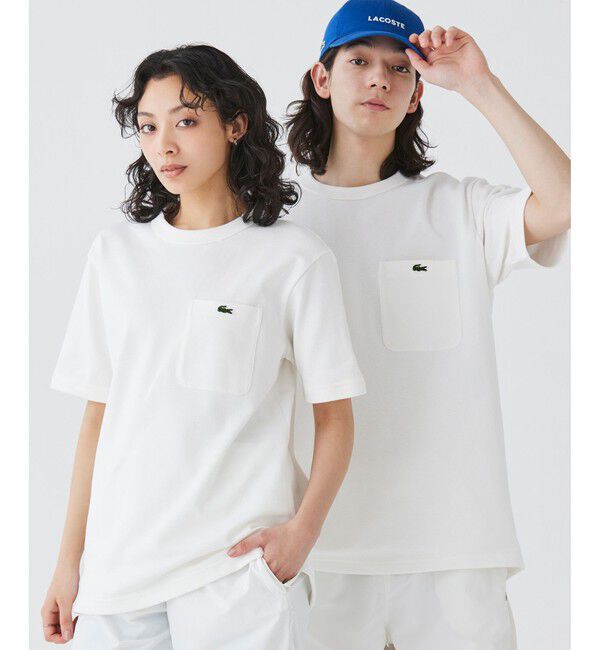 LACOSTE「鹿の子地ポケット半袖Tシャツ」|Tシャツ・カットソー|ホワイト