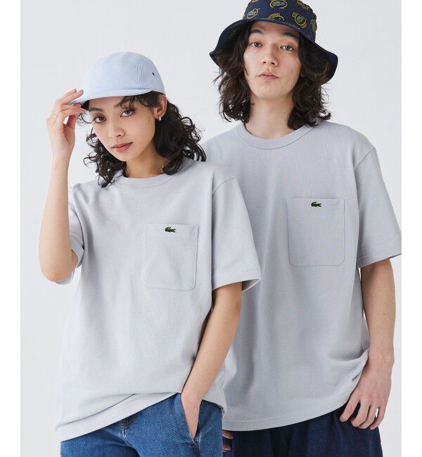 LACOSTE「鹿の子地ポケット半袖Tシャツ」|Tシャツ・カットソー|グレー