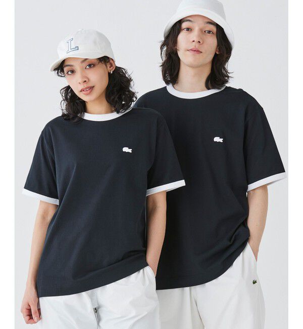 LACOSTE「【オンライン限定】LACOSTE ワンポイントロゴ リンガーTシャツ」|Tシャツ・カットソー|ブラック