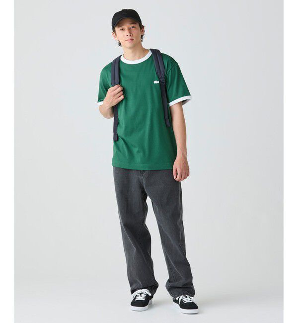 LACOSTE「【オンライン限定】LACOSTE ワンポイントロゴ リンガーTシャツ」|Tシャツ・カットソー|