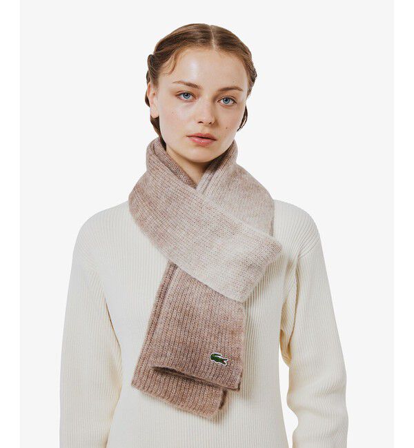 LACOSTE「アルパカブレンドグラデーションニットマフラー」|マフラー|ベージュ