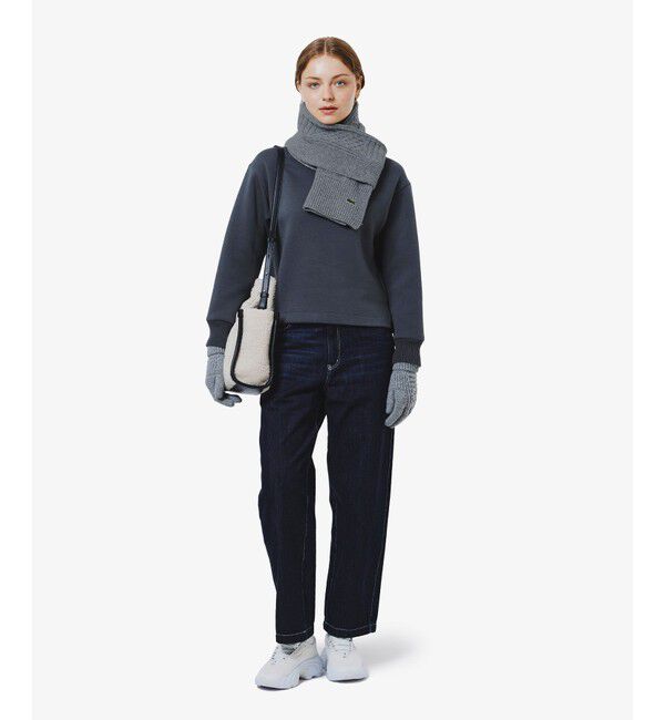 LACOSTE「アラン柄ブレンドウールニットマフラー」|マフラー|