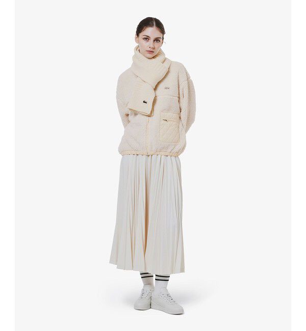 LACOSTE「アラン柄ブレンドウールニットマフラー」|マフラー|