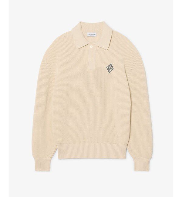 LACOSTE「ダイヤロゴパッチポロカラーニットセーター」|ニット・セーター|