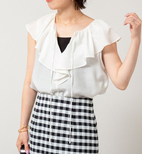 NOLLEY'S sophi「シアーラッフルノースリーブブラウス」|シャツ・ブラウス|オフホワイト