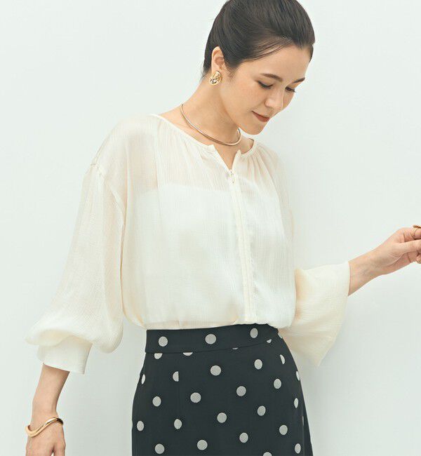 NOLLEY'S「楊柳サテン2WAYギャザーブラウス」|シャツ・ブラウス|オフホワイト
