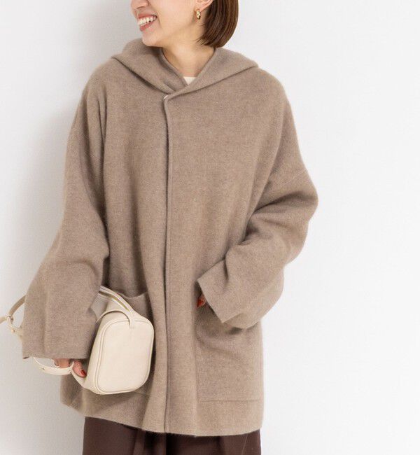 Rie Miller「ハーフ丈フーディー リバー風ニットコート」|その他|