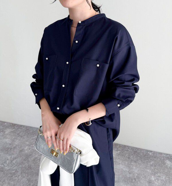 fredy emue「《セットアップ対応》TRパール釦バンドカラーシャツ」|シャツ・ブラウス|