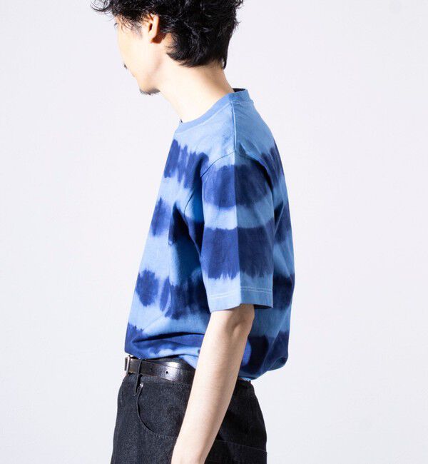 GLOSTER「【GLOSTER/グロスター】16/-綿天竺 タイダイ染め ボーダークルーネックTシャツ」|Tシャツ・カットソー|
