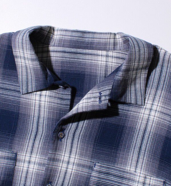 GLOSTER「【残暑にも快適なさらっとシャツ】ワッフルチェック ロングスリーブシャツ オンブレチェック」|シャツ・ブラウス|