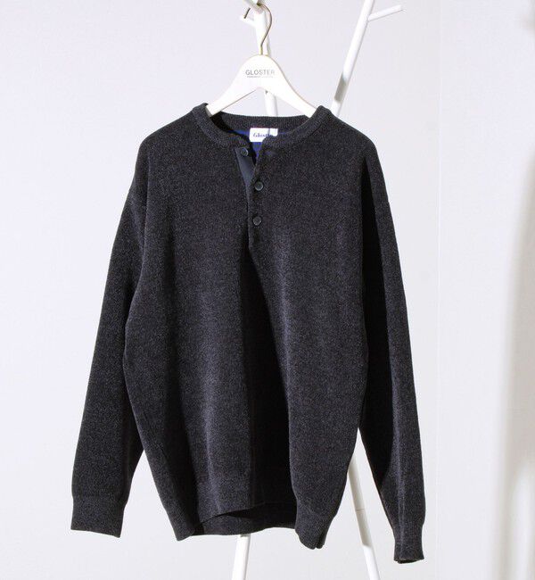 GLOSTER「【昨年人気アイテム再登場！チクチクしないニット】モールバックボーダー ヘンリーネックニット」|ニット・セーター|