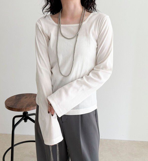 fredy emue「シアーフロッキーフレアスリーブプルオーバー」|Tシャツ・カットソー|オフホワイト