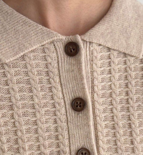 fredy emue「FR刺繍ケーブル柄ポロ衿ニットプルオーバー」|ニット・セーター|