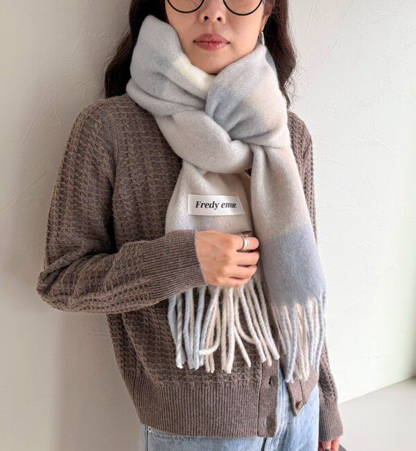 fredy emue「【秋冬の差し色に】ソフトタッチチェックマフラー 40」|マフラー|ブルー系その他
